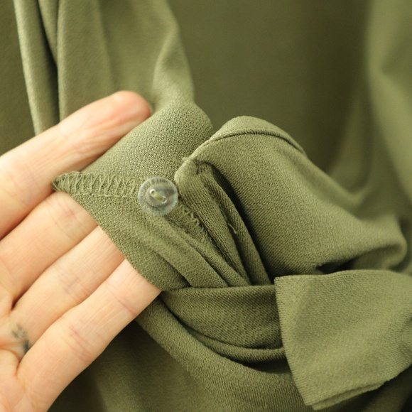 Feminine Muted Green Dress with Side Bow - L - Picture 5 of 6